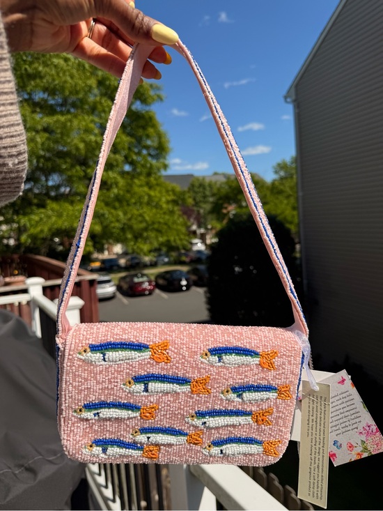 T.J.Maxx Handbags - T.J.Maxx Pink Beaded Sardine Shoulder Bag
